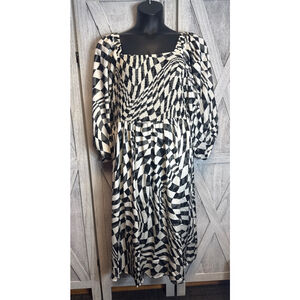 Women's Alora EdenOddi Black White Checkered Midi Dress 3X